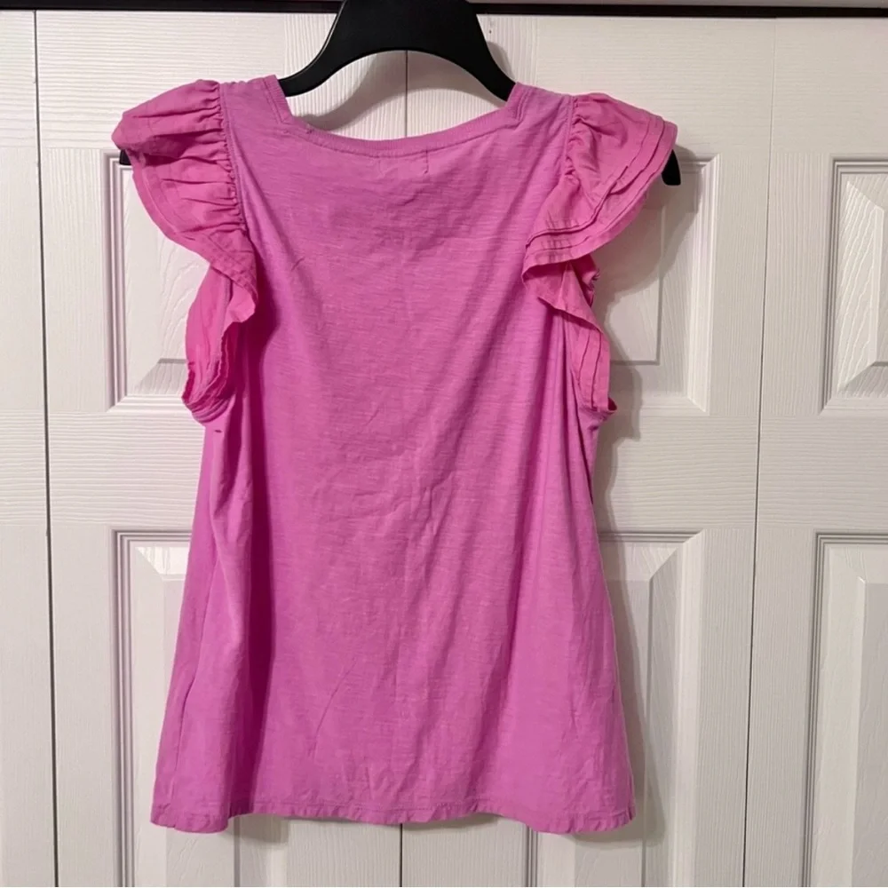 Nation LTD Cameo Notched Ruffle Top in Prom Date Pink Size Small - Picture 3 of 10